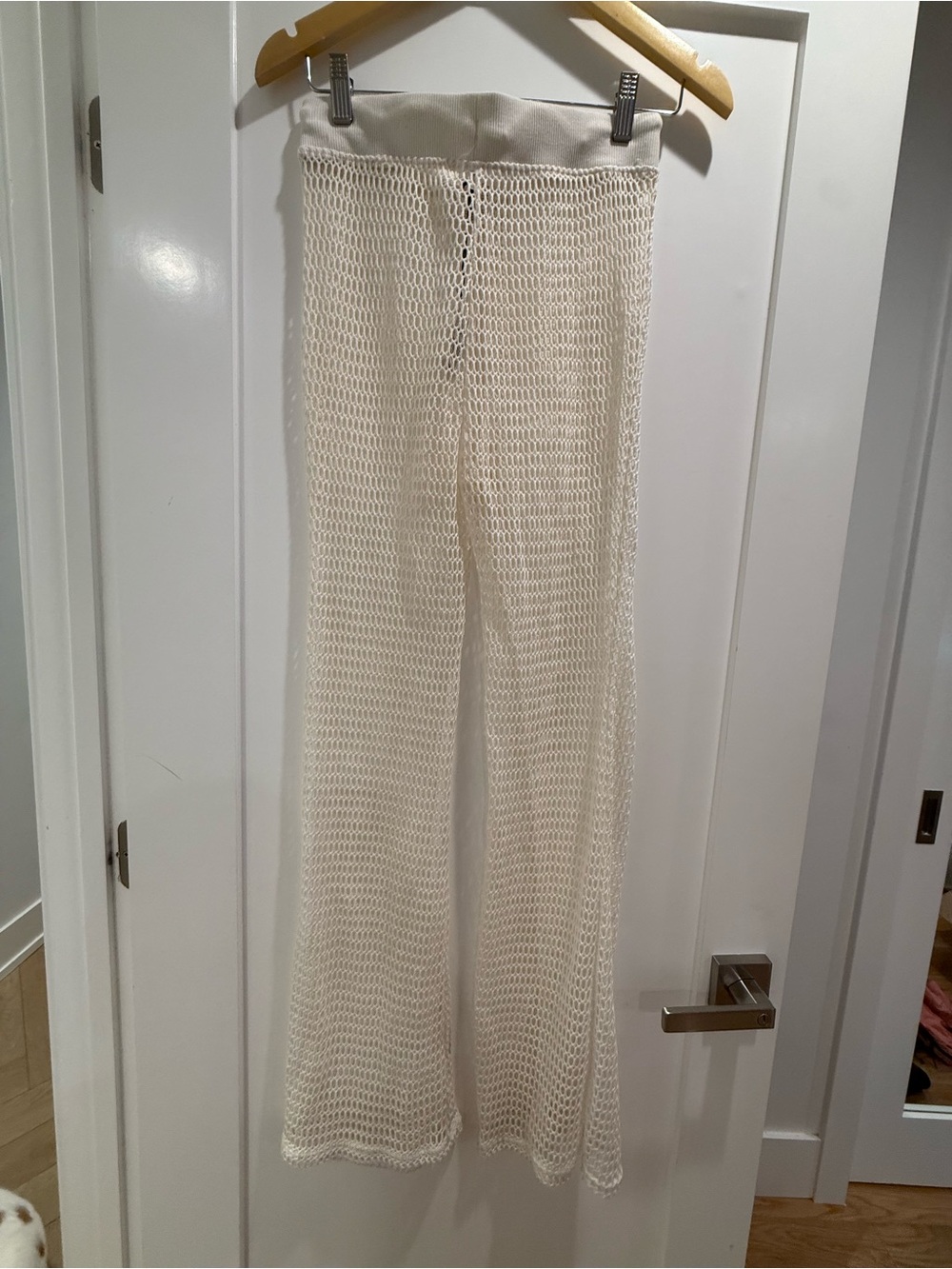 Shade & Shore Cream Crochet Mesh Swim Coverup Pants